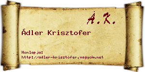 Ádler Krisztofer névjegykártya